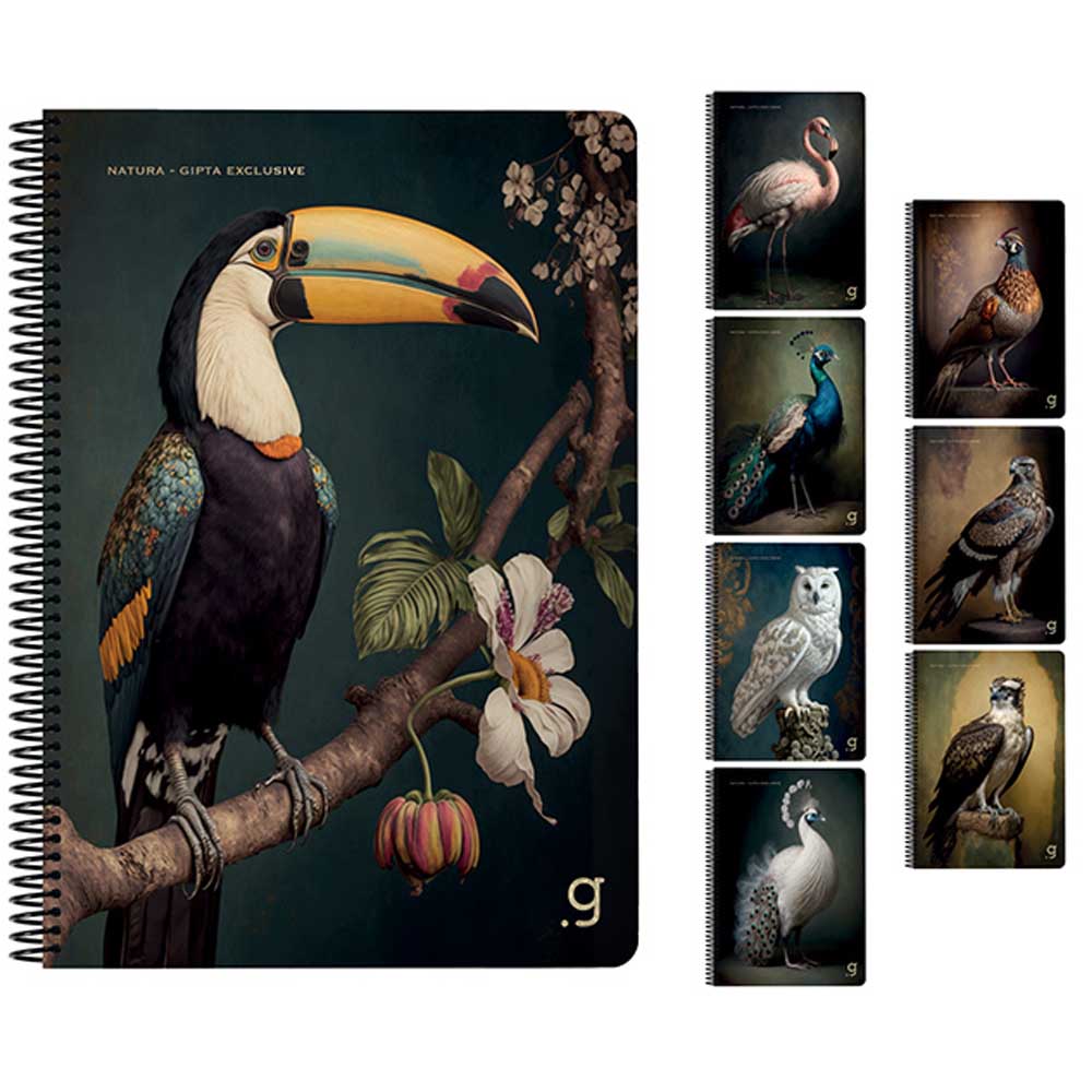  Gıpta Natura Spiralli Karton Kapak Defter A4 80 YP Kareli