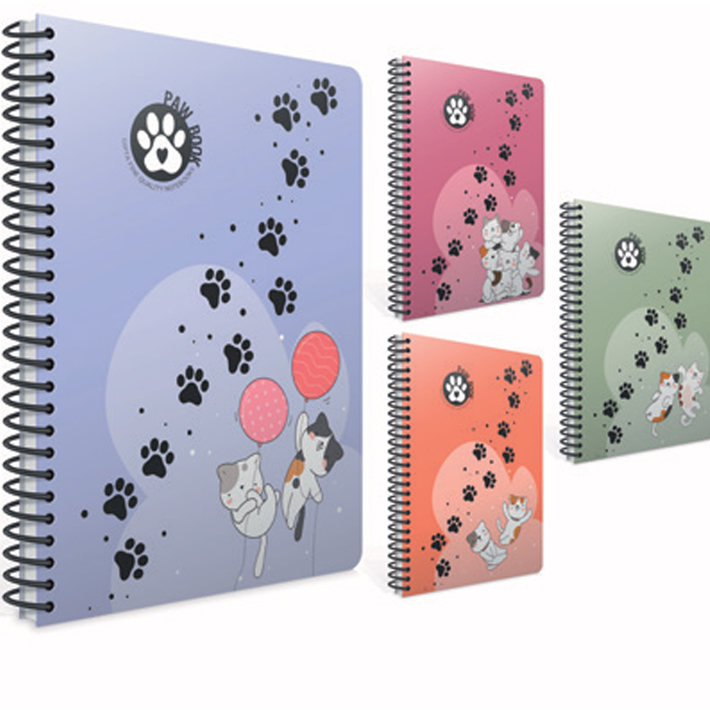  Gıpta Spiralli Plastik Kapak Defter Paw A4 100 YP Kareli