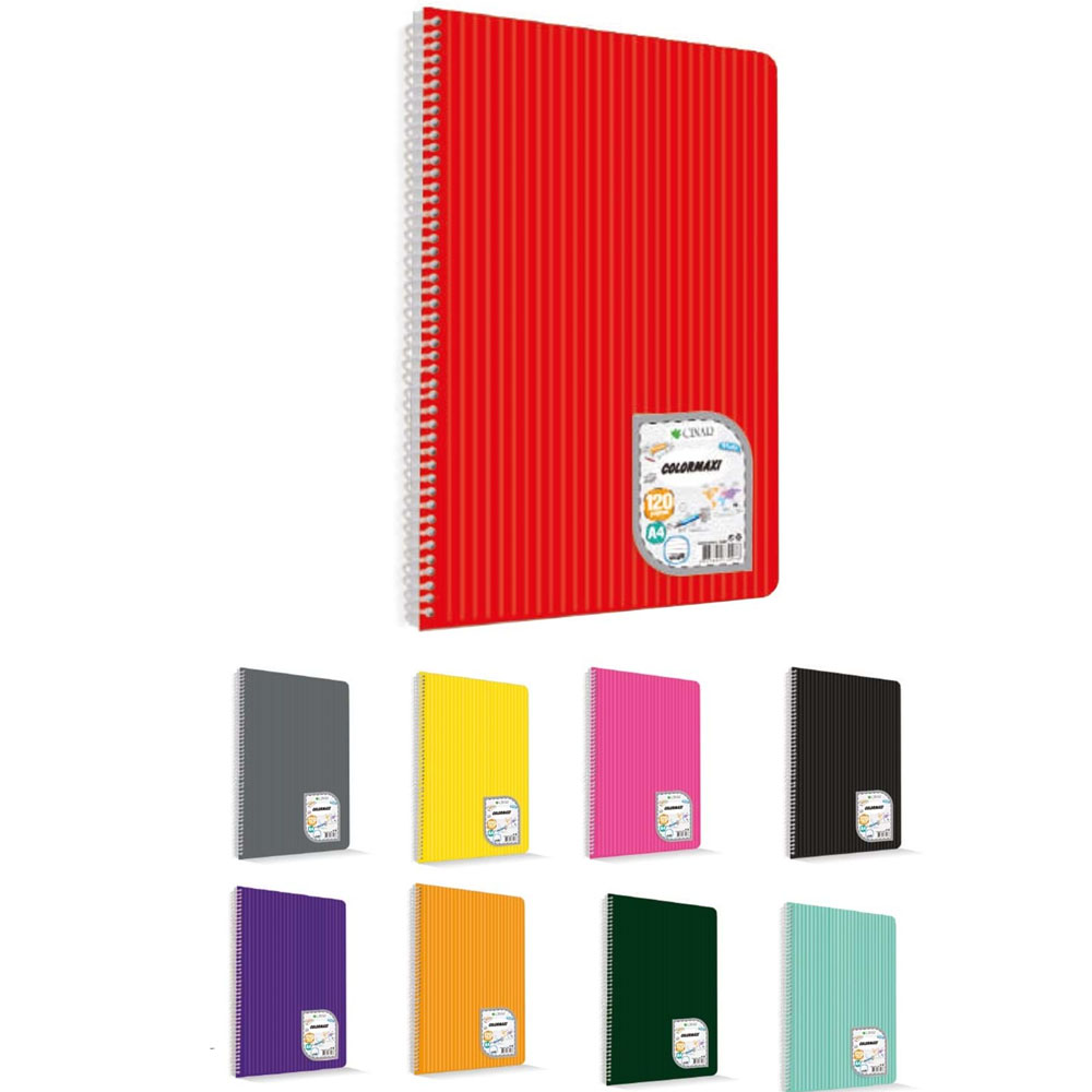  Çınar Colormaxi Spiralli Defter Plastik Kapak Kareli 144 YP A4 144/4 73011