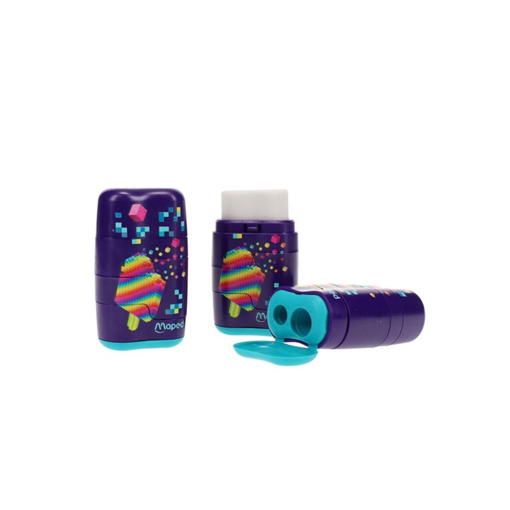  Maped Kalemtıraş Çift Delikli Silgili Connect Pıxel Party 049223