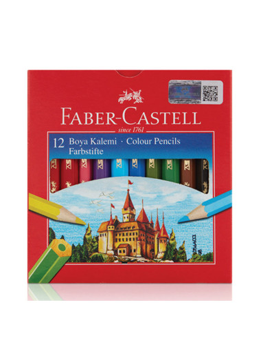  Faber-Castell Karton Kutu Kuruboya kalemi 12 Renk Yarım Boy