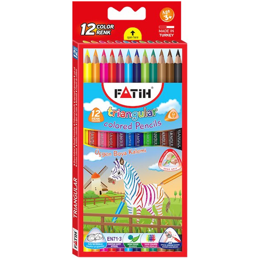  Fatih Kuru Boya Jumbo Üçgen Triangular Tam Boy 12 Renk
