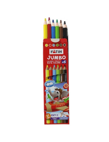  Fatih Kuru Boya Tam Boy Jumbo Üçgen Triangular Kalemi 6 Renk 3,5 MM