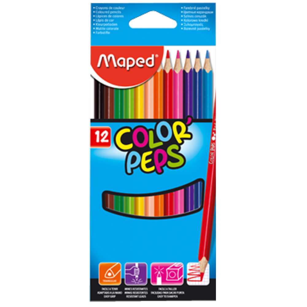  Maped Kuru Boya Karton Kutu Tam Boy Üçgen 12 Renk
