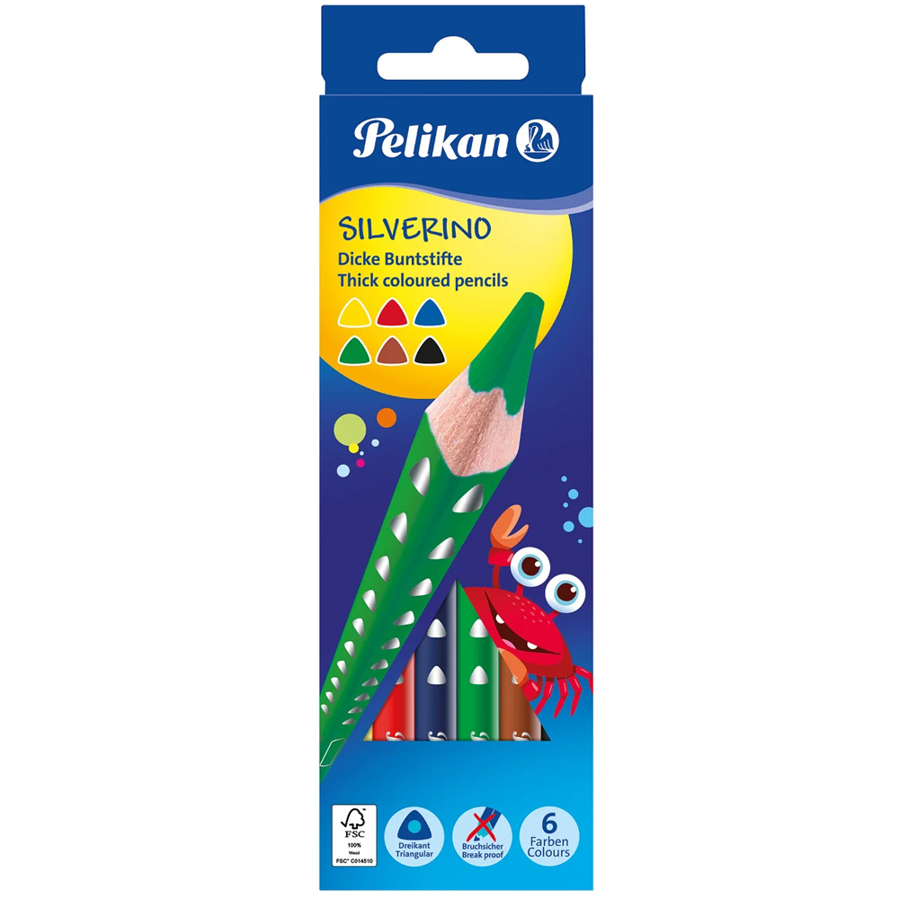  Pelikan Kuru Boya Kalemi Silverino Jumbo Üçgen 6 Lı