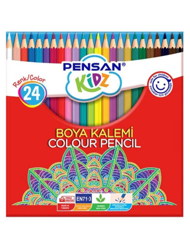  Pensan Kidz Kuru Boya Kalemi 24 Renk Tam Boy