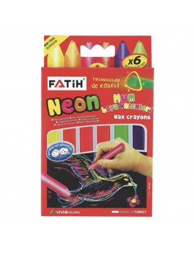  Fatih Mum Pastel Boya Neon Wax Crayon Jumbo 6 Renk Neon