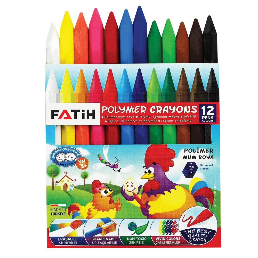  Fatih Mum Pastel Boya Polymer Crayons Kısa 12 Renk