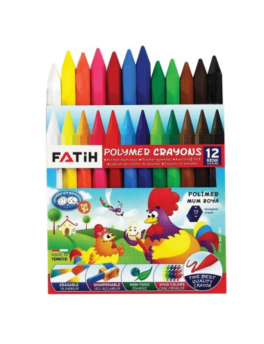  Fatih Mum Pastel Boya Polymer Crayons Kısa 12 Renk