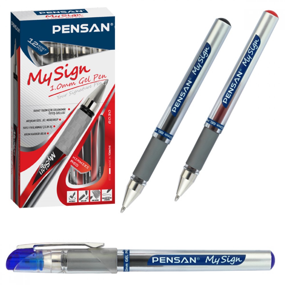  Pensan Roller Kalem My-Sign Jel Bilye Uçlu İmza Kalemi 1.0 MM Siyah  12li Paket