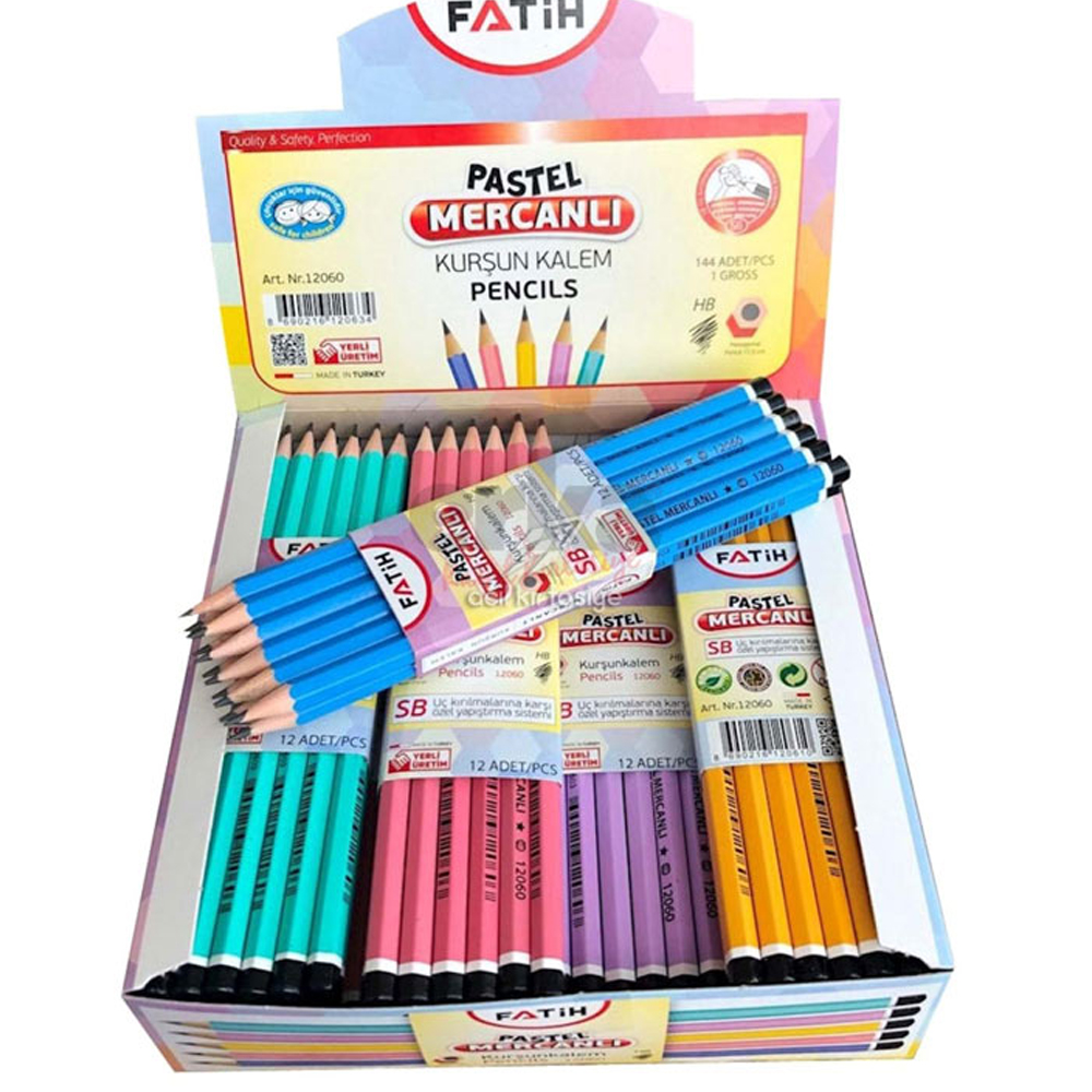  Fatih Kurşun Kalem Köşeli Mercanlı Pastel Renkli